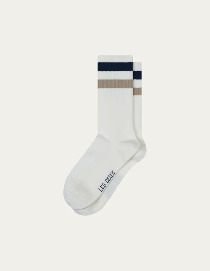 Underwear Men Les Deux Woods Rib Stripe Socks 8211 2Pack 8211 Off WhiteMidnight Blue