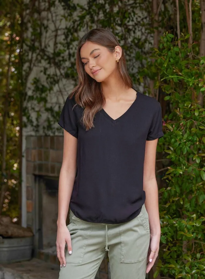VNeck Tee 8211 Vintage Black Women Bella Dahl Short Sleeve