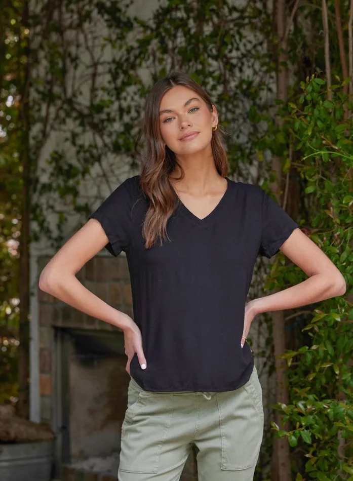 VNeck Tee 8211 Vintage Black Women Bella Dahl Short Sleeve VNeck Tee 8211 Vintage Black Women Bella Dahl Short Sleeve