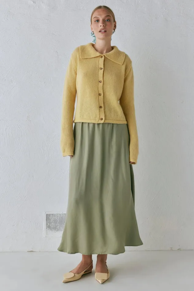 VRG GRL JumpersSweaters Avery Knit Cardigan Lemon 8211 Women VRG GRL JumpersSweaters Avery Knit Cardigan Lemon 8211 Women