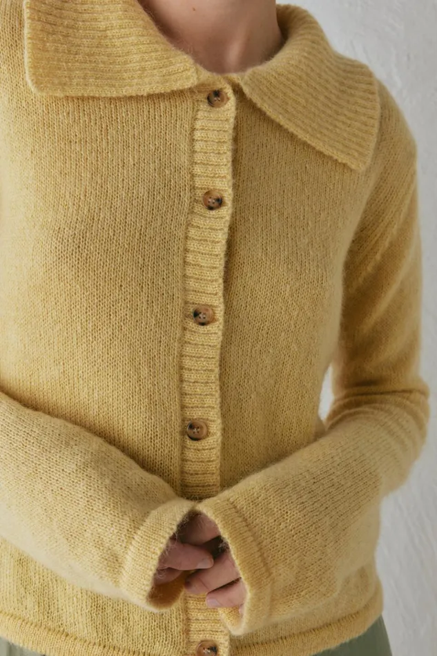 VRG GRL JumpersSweaters Avery Knit Cardigan Lemon 8211 Women VRG GRL JumpersSweaters Avery Knit Cardigan Lemon 8211 Women