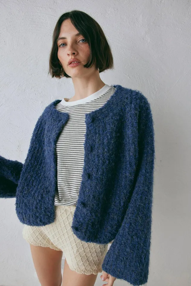 VRG GRL JumpersSweaters Lacy Knit Cardigan Marle 8211 Women VRG GRL JumpersSweaters Lacy Knit Cardigan Marle 8211 Women