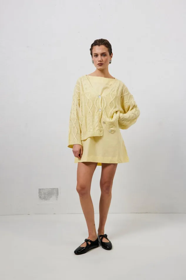 VRG GRL JumpersSweaters Lola Knit Cardigan Lemon 8211 Women