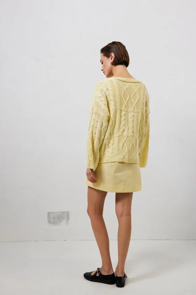 VRG GRL JumpersSweaters Lola Knit Cardigan Lemon 8211 Women VRG GRL JumpersSweaters Lola Knit Cardigan Lemon 8211 Women