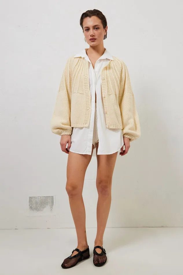 VRG GRL JumpersSweaters Riley Knit Cardigan Cream 8211 Women