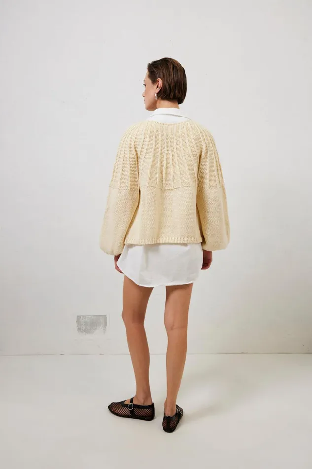 VRG GRL JumpersSweaters Riley Knit Cardigan Cream 8211 Women VRG GRL JumpersSweaters Riley Knit Cardigan Cream 8211 Women