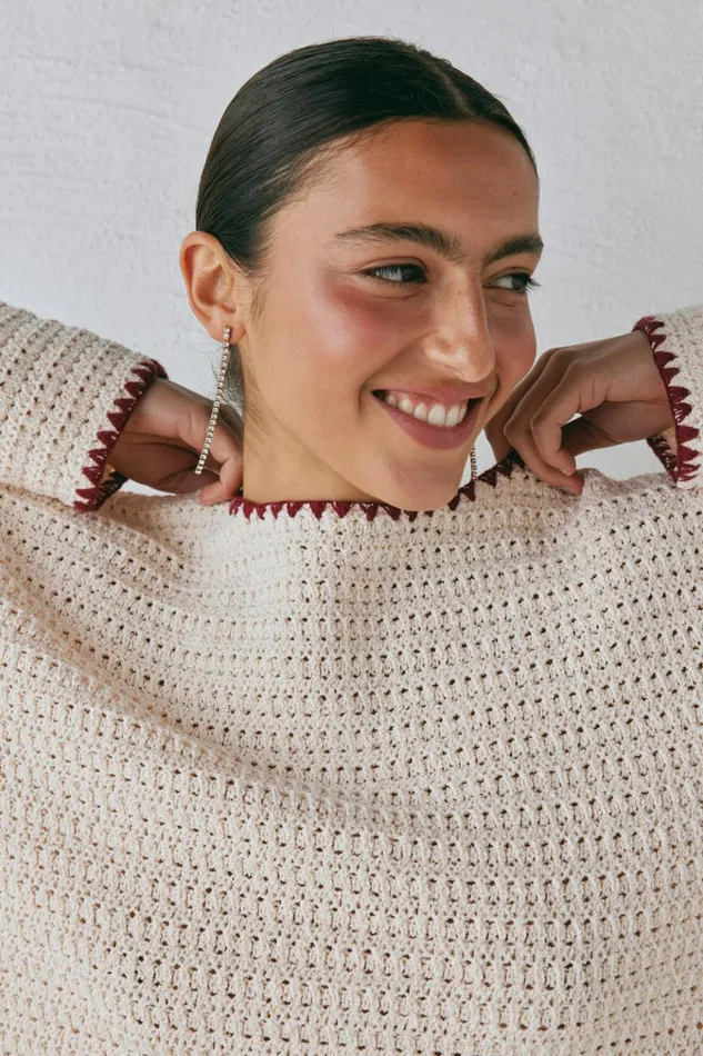 VRG GRL JumpersSweaters Stella Knit Tunic Cream 8211 Women VRG GRL JumpersSweaters Stella Knit Tunic Cream 8211 Women