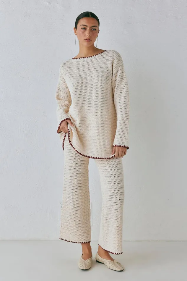 VRG GRL JumpersSweaters Stella Knit Tunic Cream 8211 Women VRG GRL JumpersSweaters Stella Knit Tunic Cream 8211 Women