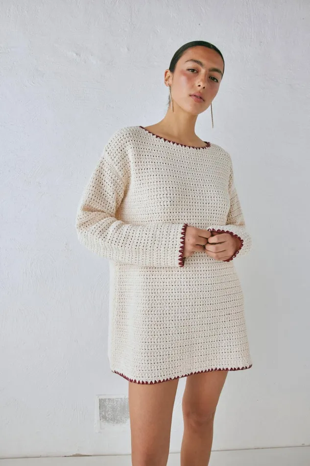 VRG GRL JumpersSweaters Stella Knit Tunic Cream 8211 Women VRG GRL JumpersSweaters Stella Knit Tunic Cream 8211 Women