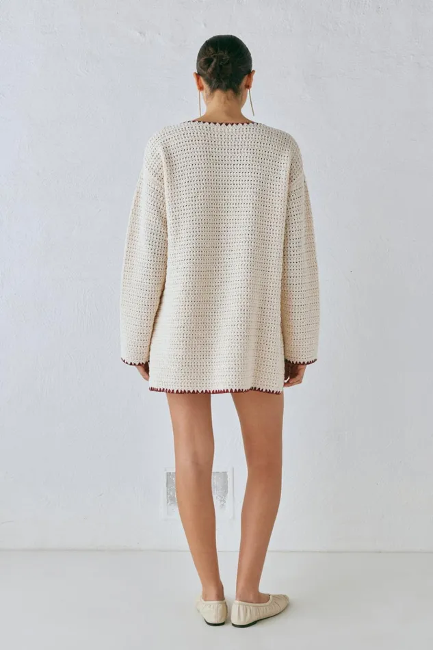 VRG GRL JumpersSweaters Stella Knit Tunic Cream 8211 Women VRG GRL JumpersSweaters Stella Knit Tunic Cream 8211 Women
