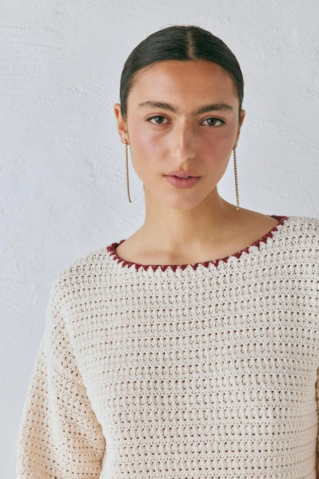 VRG GRL JumpersSweaters Stella Knit Tunic Cream 8211 Women VRG GRL JumpersSweaters Stella Knit Tunic Cream 8211 Women