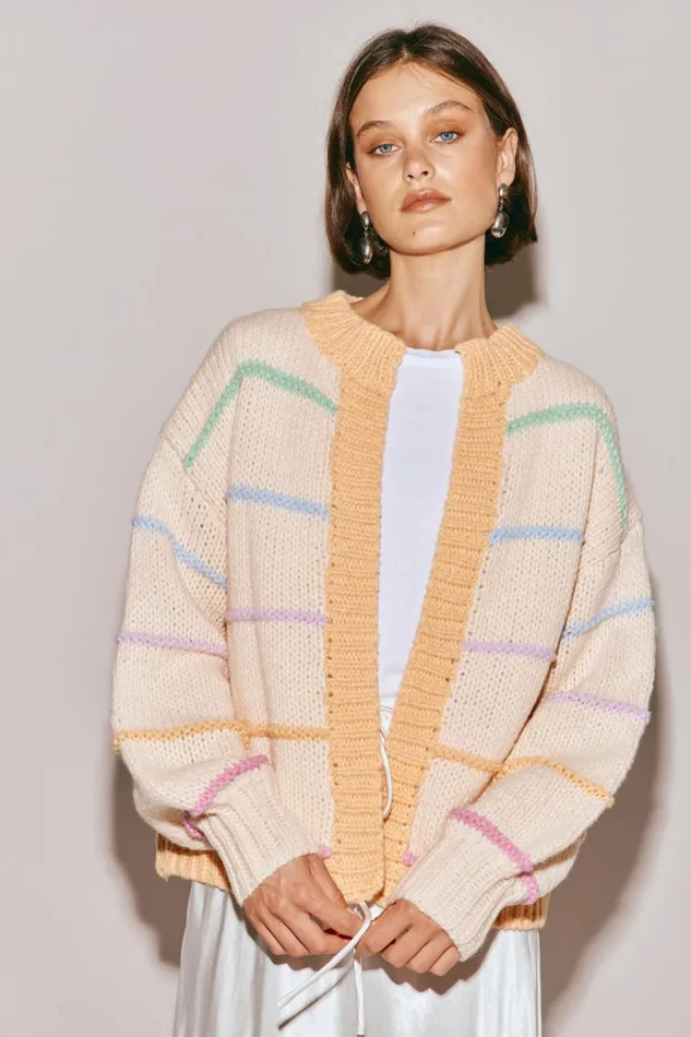 VRG GRL JumpersSweaters Vera Cardigan Apricot 8211 Women VRG GRL JumpersSweaters Vera Cardigan Apricot 8211 Women