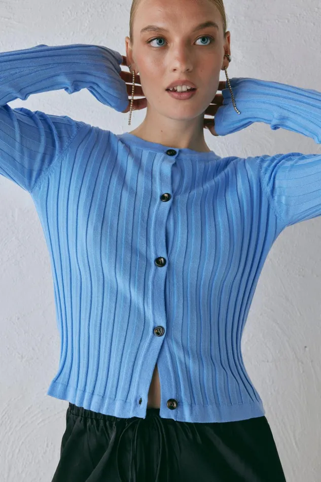 VRG GRL Long Sleeve Hattie Knit Top Blue 8211 Women