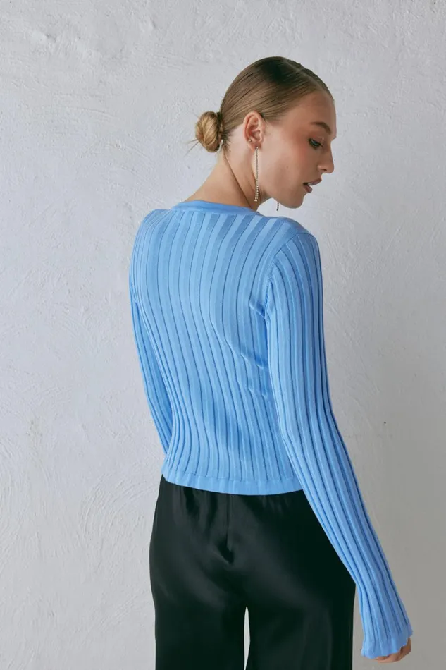 VRG GRL Long Sleeve Hattie Knit Top Blue 8211 Women VRG GRL Long Sleeve Hattie Knit Top Blue 8211 Women