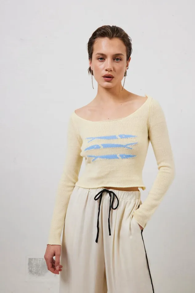 VRG GRL Long Sleeve Sardinia Knit Top Cream 8211 Women