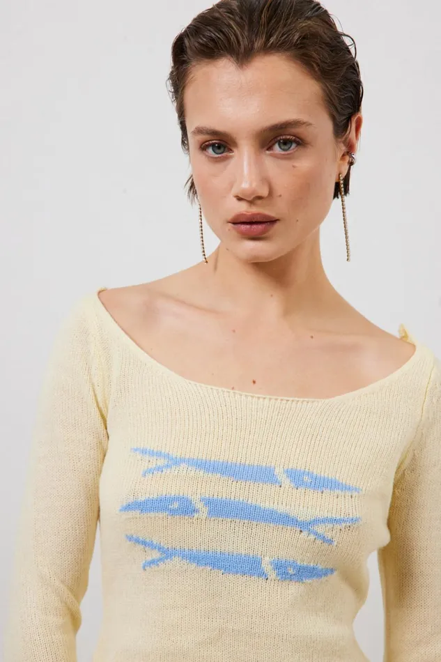 VRG GRL Long Sleeve Sardinia Knit Top Cream 8211 Women VRG GRL Long Sleeve Sardinia Knit Top Cream 8211 Women