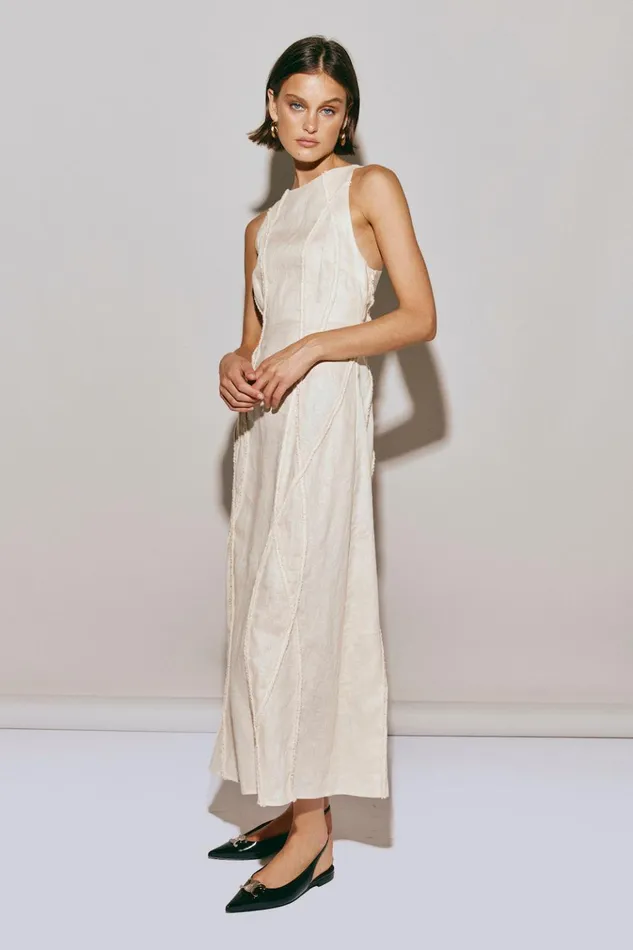VRG GRL MidiMaxi Dresses Ana Linen Maxi Dress Wave 8211 Women VRG GRL MidiMaxi Dresses Ana Linen Maxi Dress Wave 8211 Women
