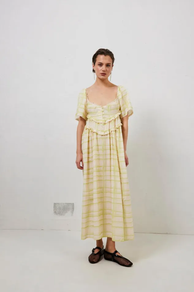 VRG GRL MidiMaxi Dresses La Prairie Smock Midi Dress Check 8211 Women VRG GRL MidiMaxi Dresses La Prairie Smock Midi Dress Check 8211 Women
