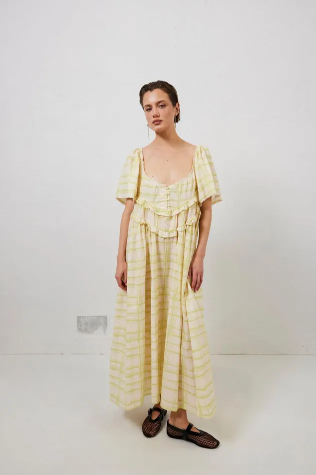 VRG GRL MidiMaxi Dresses La Prairie Smock Midi Dress Check 8211 Women VRG GRL MidiMaxi Dresses La Prairie Smock Midi Dress Check 8211 Women