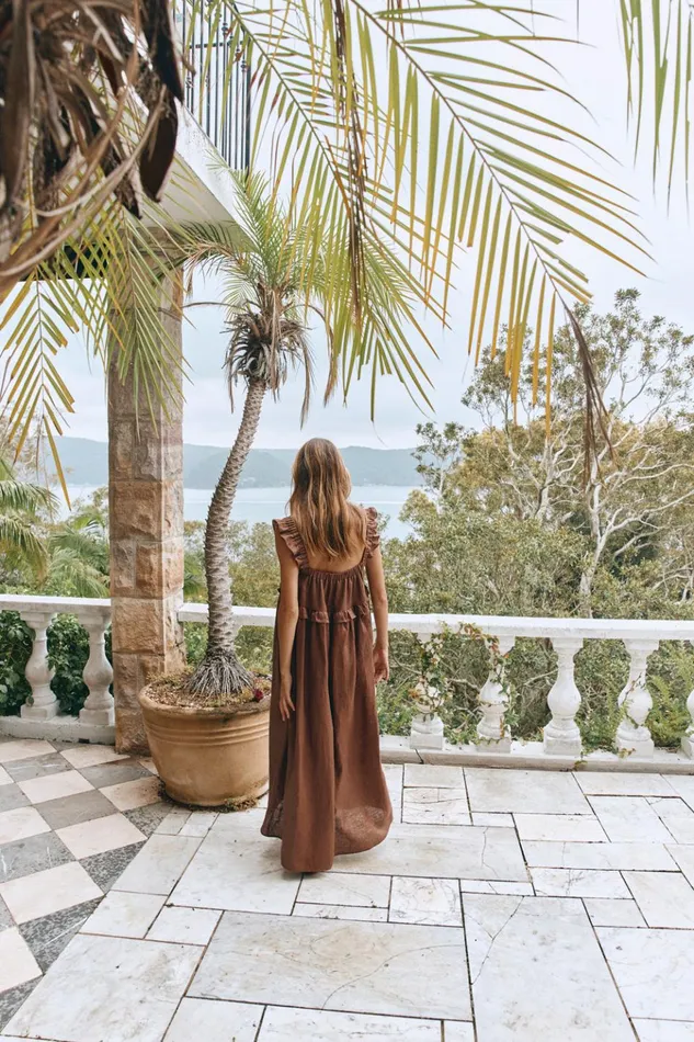 VRG GRL MidiMaxi Dresses Rossana Linen Maxi Dress Chocolate 8211 Women VRG GRL MidiMaxi Dresses Rossana Linen Maxi Dress Chocolate 8211 Women