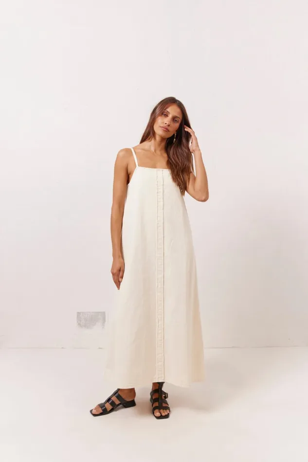 VRG GRL MidiMaxi Dresses Ruth Denim Midi Dress Cream 8211 Women