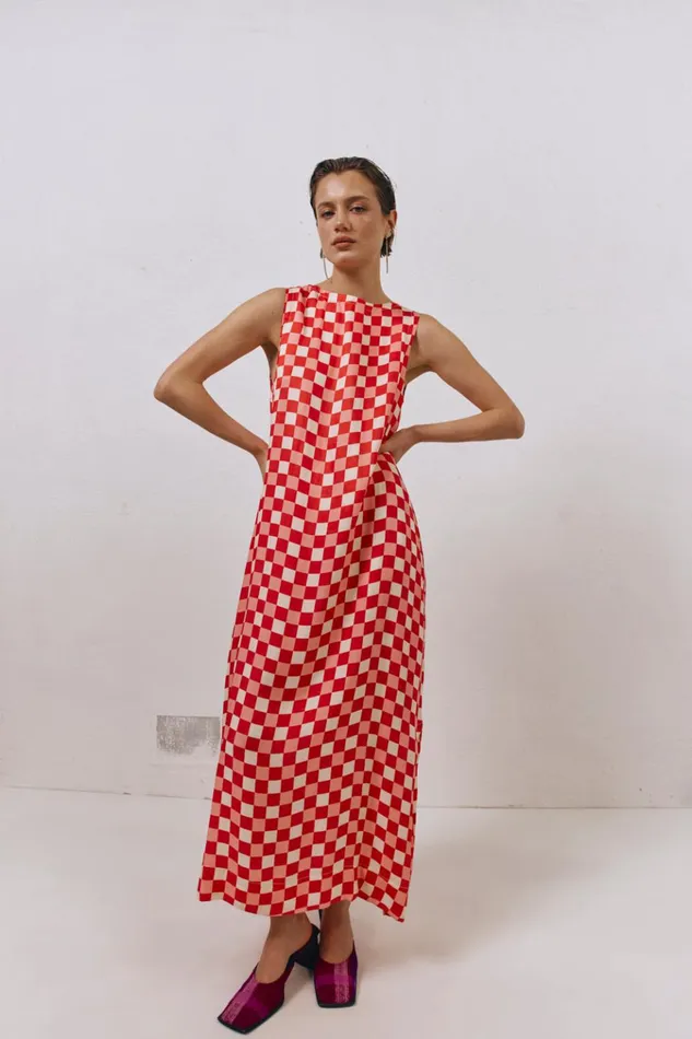 VRG GRL MidiMaxi Dresses Sacha Smock Midi Dress Check 8211 Women VRG GRL MidiMaxi Dresses Sacha Smock Midi Dress Check 8211 Women
