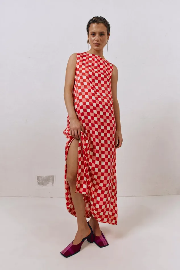 VRG GRL MidiMaxi Dresses Sacha Smock Midi Dress Check 8211 Women VRG GRL MidiMaxi Dresses Sacha Smock Midi Dress Check 8211 Women