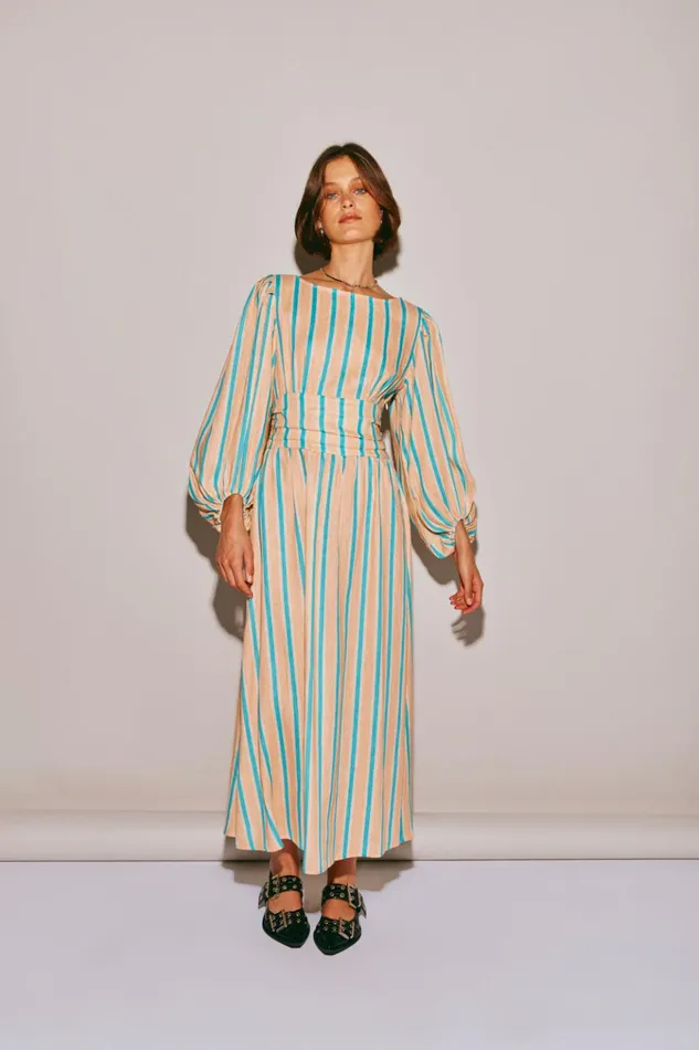 VRG GRL MidiMaxi Dresses Tularosa Linen Midi Dress Spritz 8211 Women