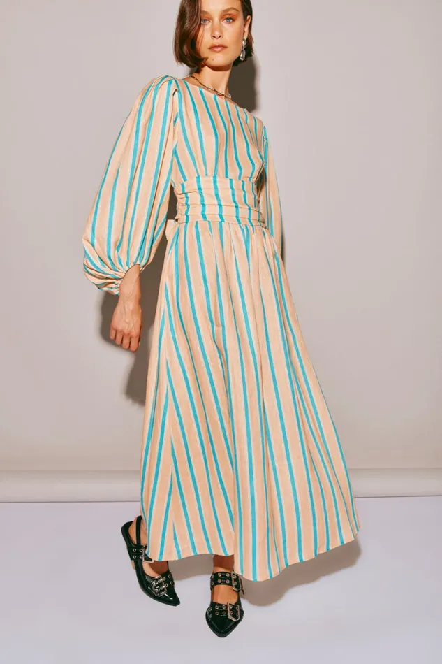 VRG GRL MidiMaxi Dresses Tularosa Linen Midi Dress Spritz 8211 Women VRG GRL MidiMaxi Dresses Tularosa Linen Midi Dress Spritz 8211 Women