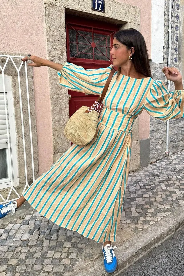 VRG GRL MidiMaxi Dresses Tularosa Linen Midi Dress Spritz 8211 Women VRG GRL MidiMaxi Dresses Tularosa Linen Midi Dress Spritz 8211 Women