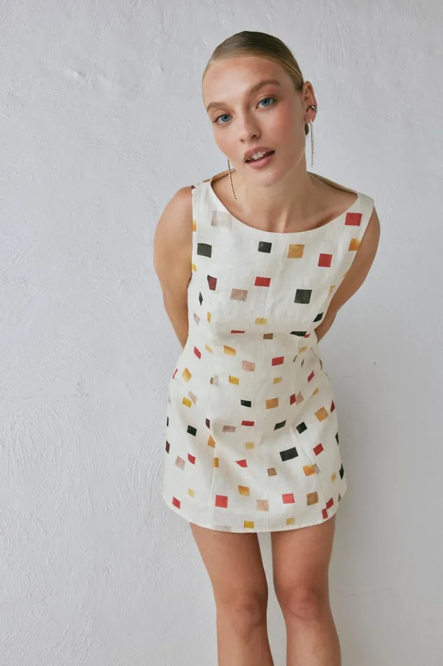 VRG GRL Mini Dresses Chloe Linen Mini Dress Tile 8211 Women