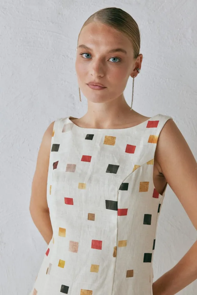 VRG GRL Mini Dresses Chloe Linen Mini Dress Tile 8211 Women VRG GRL Mini Dresses Chloe Linen Mini Dress Tile 8211 Women