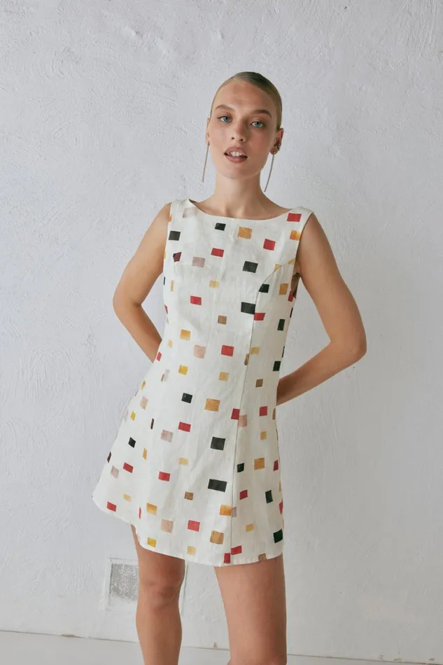VRG GRL Mini Dresses Chloe Linen Mini Dress Tile 8211 Women VRG GRL Mini Dresses Chloe Linen Mini Dress Tile 8211 Women