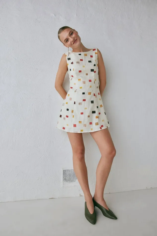 VRG GRL Mini Dresses Chloe Linen Mini Dress Tile 8211 Women VRG GRL Mini Dresses Chloe Linen Mini Dress Tile 8211 Women
