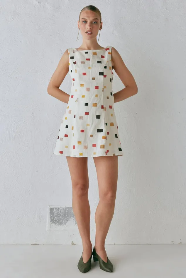 VRG GRL Mini Dresses Chloe Linen Mini Dress Tile 8211 Women VRG GRL Mini Dresses Chloe Linen Mini Dress Tile 8211 Women
