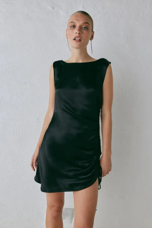 VRG GRL Mini Dresses Dance Satin Mini Dress Black 8211 Women VRG GRL Mini Dresses Dance Satin Mini Dress Black 8211 Women