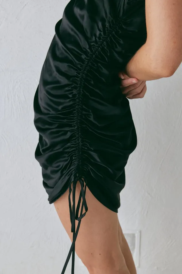 VRG GRL Mini Dresses Dance Satin Mini Dress Black 8211 Women VRG GRL Mini Dresses Dance Satin Mini Dress Black 8211 Women
