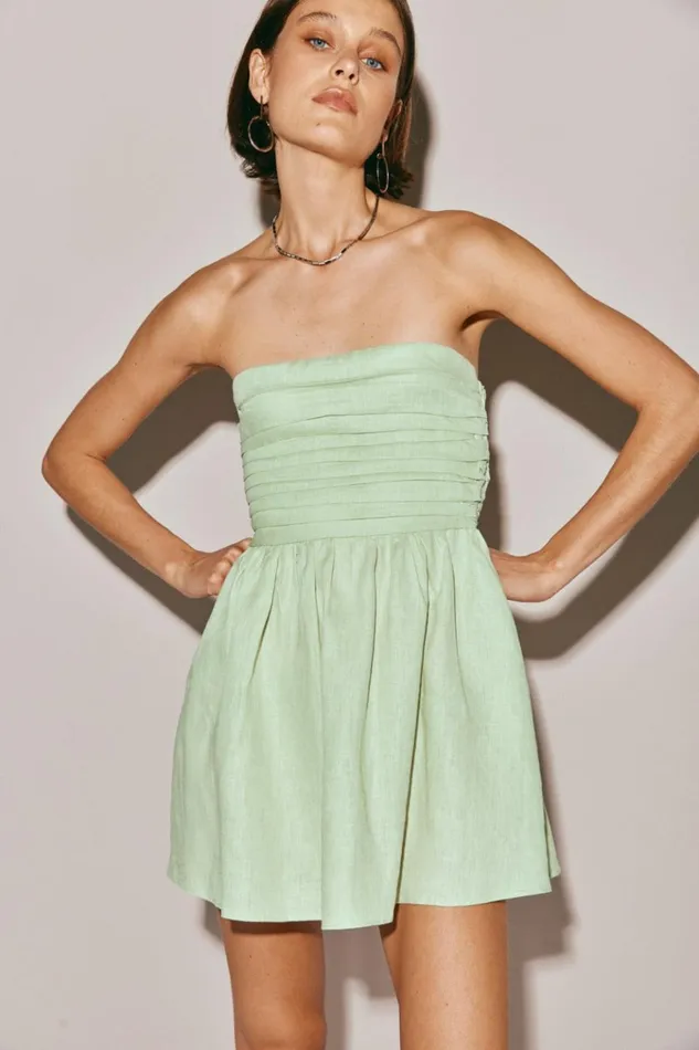VRG GRL Mini Dresses Saint Malo Linen Mini Dress Sage 8211 Women