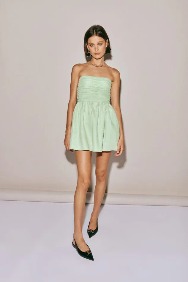 VRG GRL Mini Dresses Saint Malo Linen Mini Dress Sage 8211 Women VRG GRL Mini Dresses Saint Malo Linen Mini Dress Sage 8211 Women