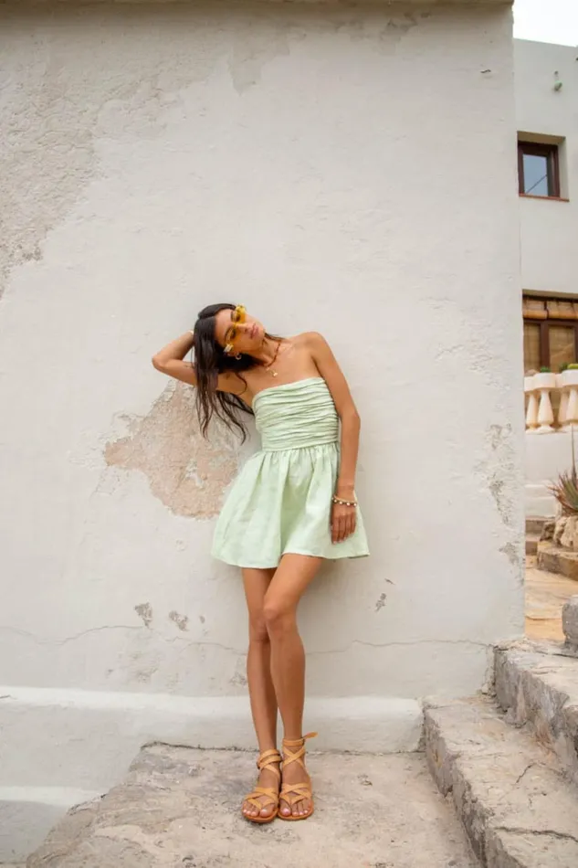 VRG GRL Mini Dresses Saint Malo Linen Mini Dress Sage 8211 Women VRG GRL Mini Dresses Saint Malo Linen Mini Dress Sage 8211 Women