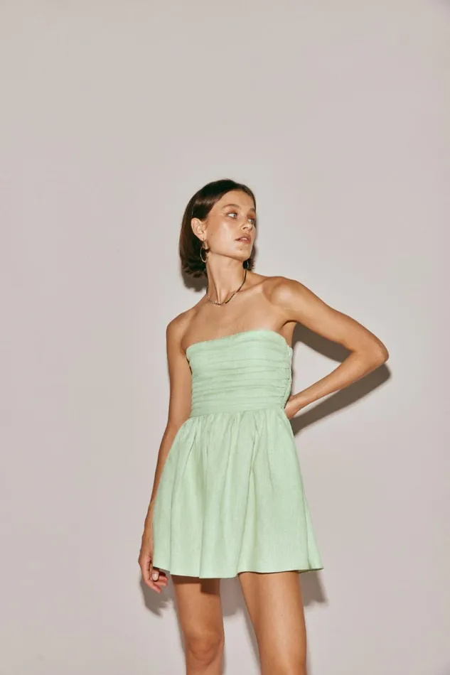 VRG GRL Mini Dresses Saint Malo Linen Mini Dress Sage 8211 Women VRG GRL Mini Dresses Saint Malo Linen Mini Dress Sage 8211 Women