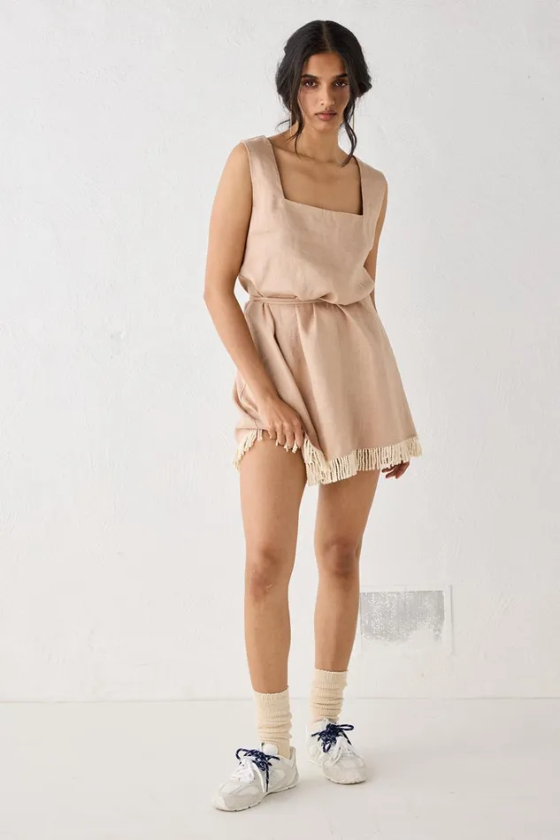 VRG GRL Mini Dresses Verve Linen Mini Dress Blush 8211 Women