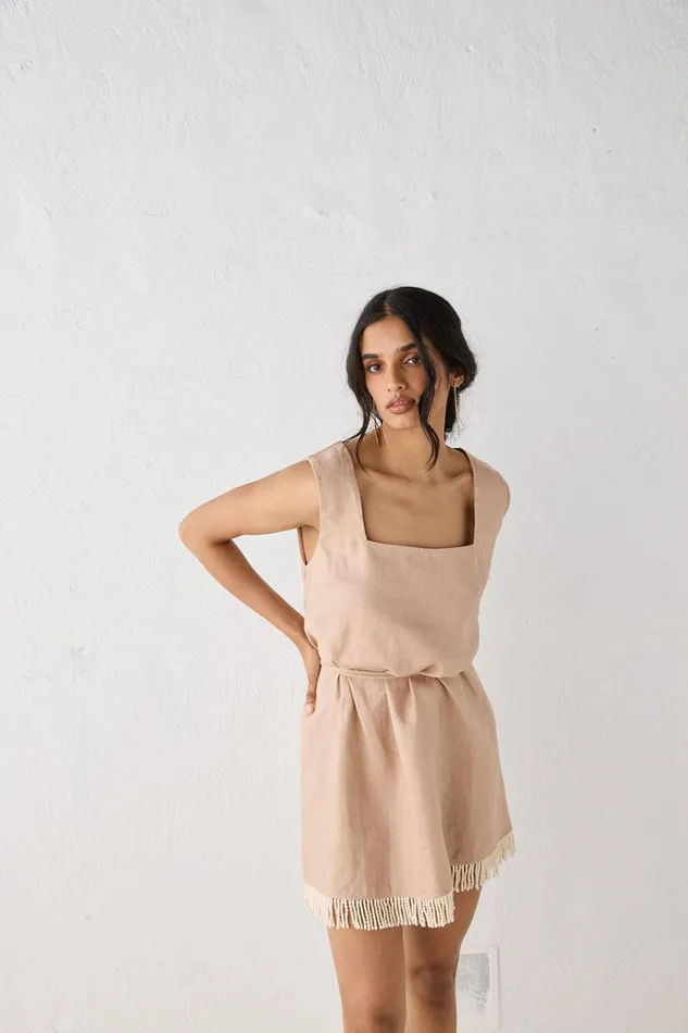 VRG GRL Mini Dresses Verve Linen Mini Dress Blush 8211 Women VRG GRL Mini Dresses Verve Linen Mini Dress Blush 8211 Women