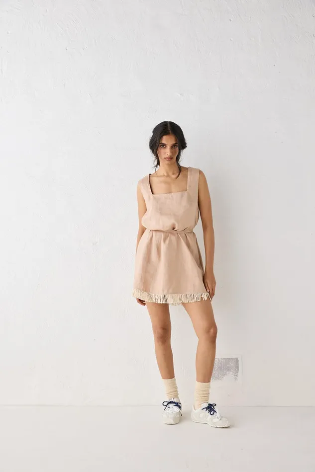 VRG GRL Mini Dresses Verve Linen Mini Dress Blush 8211 Women VRG GRL Mini Dresses Verve Linen Mini Dress Blush 8211 Women