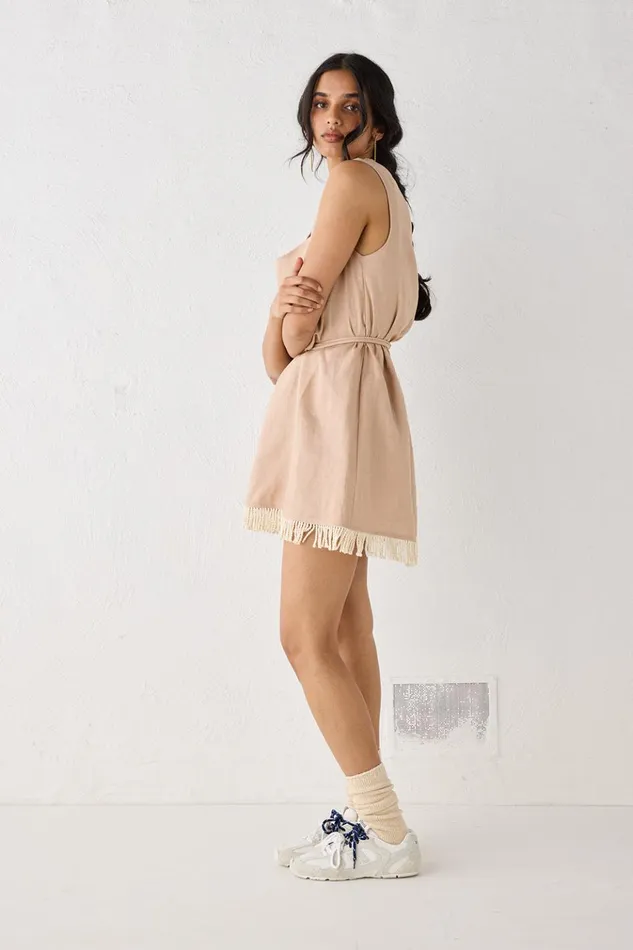 VRG GRL Mini Dresses Verve Linen Mini Dress Blush 8211 Women VRG GRL Mini Dresses Verve Linen Mini Dress Blush 8211 Women