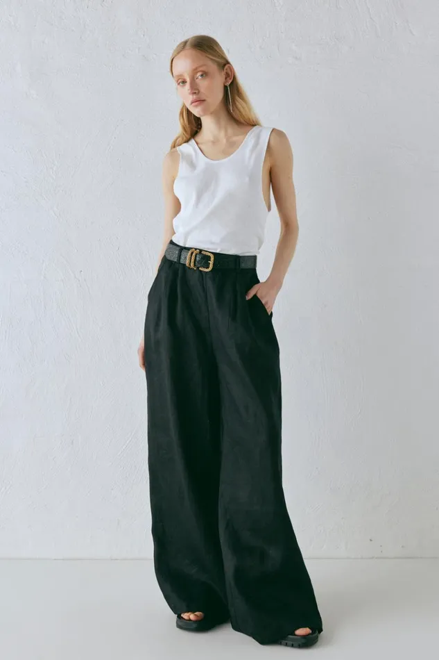 VRG GRL Pants Energy Flows Linen Pants Black 8211 Women