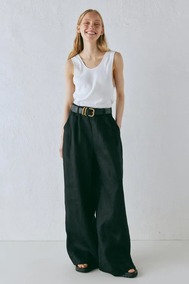 VRG GRL Pants Energy Flows Linen Pants Black 8211 Women VRG GRL Pants Energy Flows Linen Pants Black 8211 Women