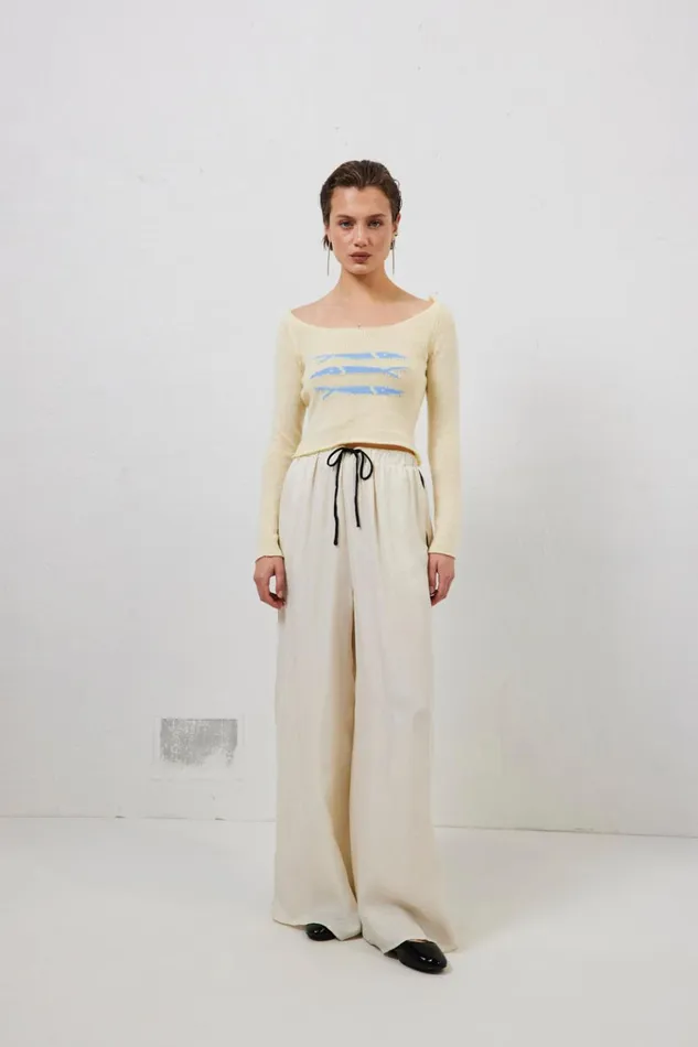 VRG GRL Pants Moonscapes Pants Cream 8211 Women VRG GRL Pants Moonscapes Pants Cream 8211 Women