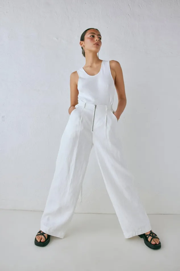 VRG GRL Pants Nahna Linen Pants White 8211 Women VRG GRL Pants Nahna Linen Pants White 8211 Women