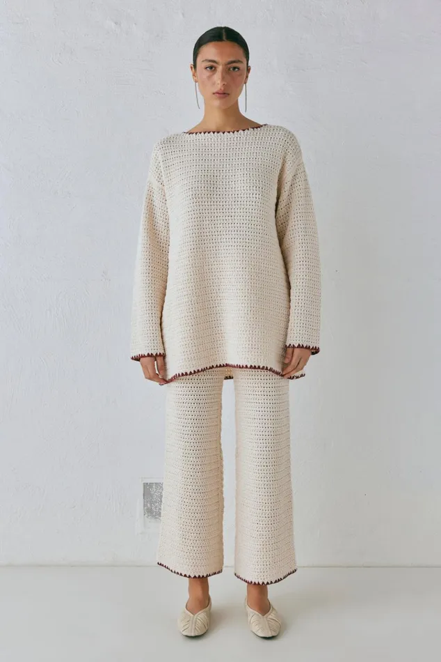 VRG GRL Pants Stella Knit Pants Cream 8211 Women VRG GRL Pants Stella Knit Pants Cream 8211 Women